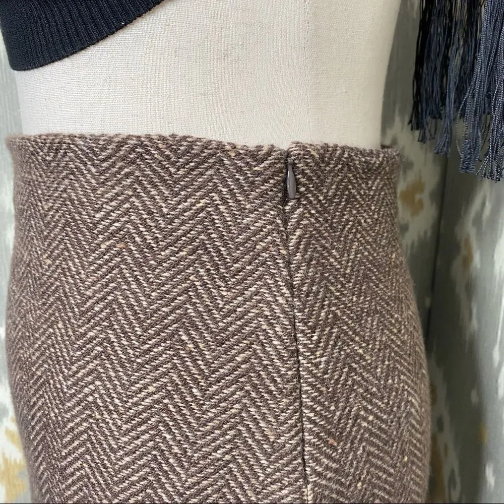 Ralph Lauren Cashmere Herringbone Pencil Skirt